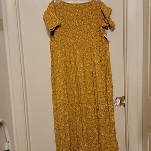 Old Navy Yellow Off the Shoulder Midi Dress XL